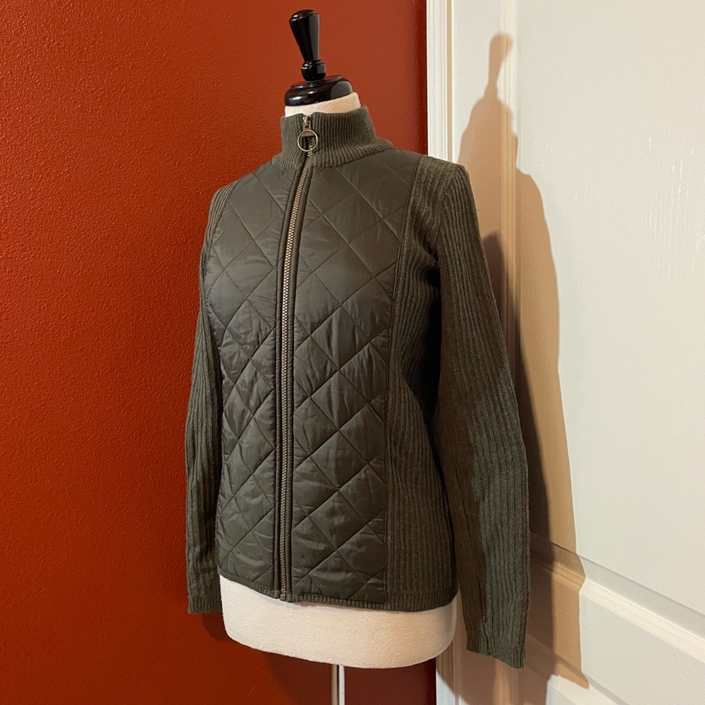 Barbour Women’s Sporting Zip Full Zip Quilted Wool Sleeve Riding Hunting Jacket